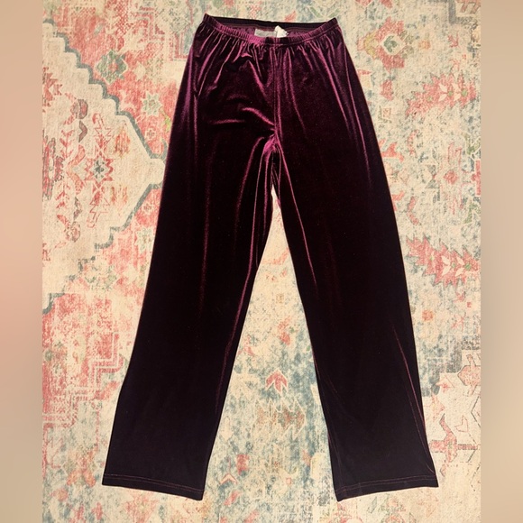 Vintage Kathie Lee Collection Chico Velvet Dark Purple Pants - Picture 1 of 3